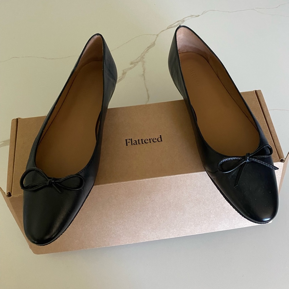 Flattered Bodil Leather Black ballet flats size 38 (US 8) with box
